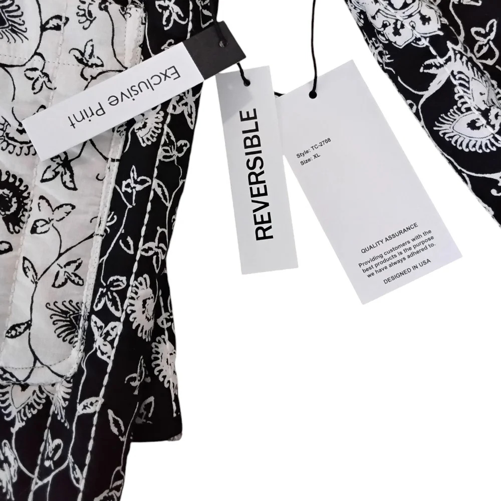 Tulip Reversible Quilted Jacket Womens XL Cottagecore Bohemian Boho Quiet Luxury - Picture 9 of 9